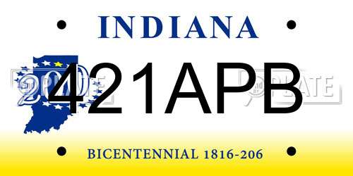 421APB Indiana License Plate