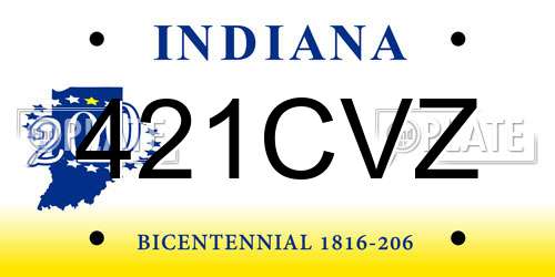 421CVZ Indiana License Plate