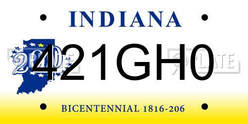 421GH0 Indiana License Plate