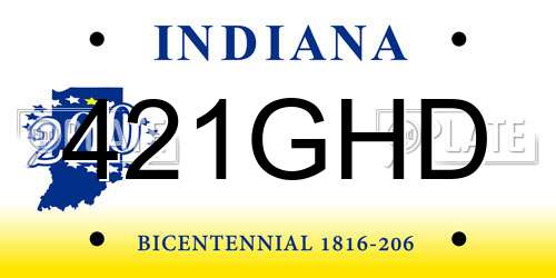 421GHD Indiana License Plate