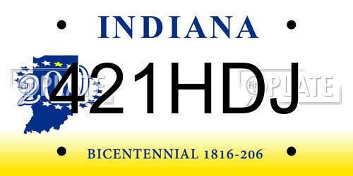 421HDJ Indiana License Plate