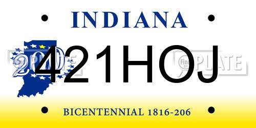 421HOJ Indiana License Plate