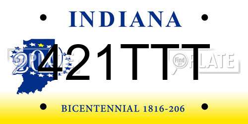 421TTT Indiana License Plate