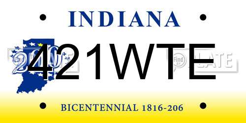 421WTE Indiana License Plate