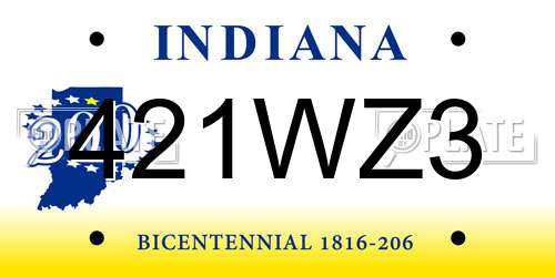 421WZ3 Indiana License Plate