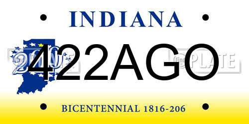 422AGO Indiana License Plate