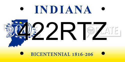 422RTZ Indiana License Plate