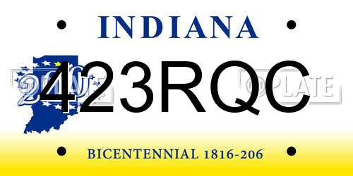 423RQC Indiana License Plate