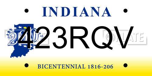 423RQV Indiana License Plate