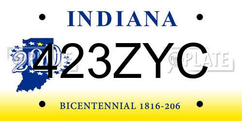 423ZYC Indiana License Plate