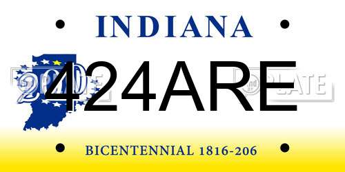 424ARE Indiana License Plate
