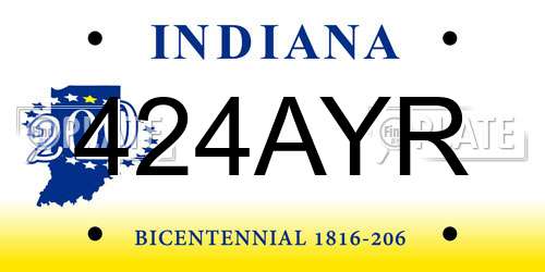 424AYR Indiana License Plate