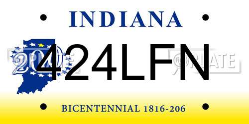 424LFN Indiana License Plate