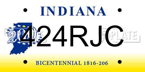 424RJC Indiana License Plate
