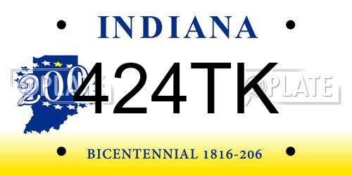 424TK Indiana License Plate