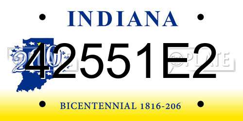 42551E2 Indiana License Plate