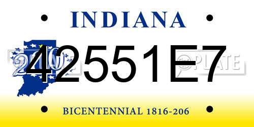 42551E7 Indiana License Plate