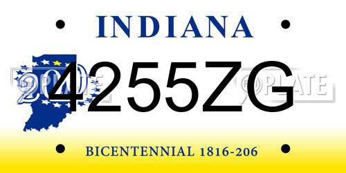 4255ZG Indiana License Plate