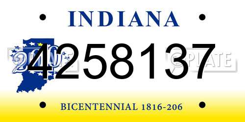 4258137 Indiana License Plate