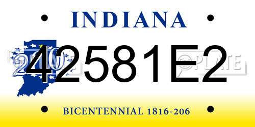 42581E2 Indiana License Plate
