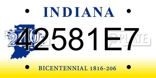 42581E7 Indiana License Plate