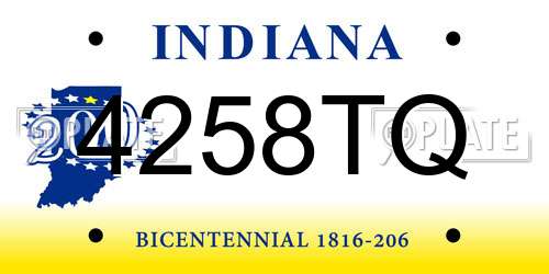 4258TQ Indiana License Plate