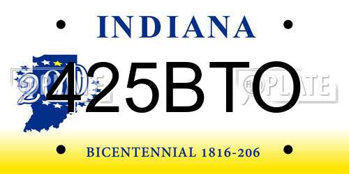 425BTO Indiana License Plate