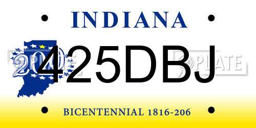 425DBJ Indiana License Plate