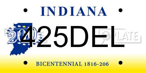 425DEL Indiana License Plate