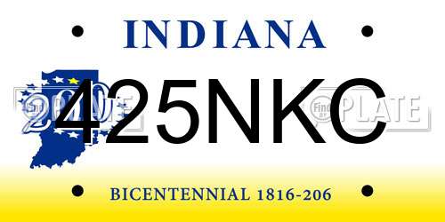 425NKC Indiana License Plate