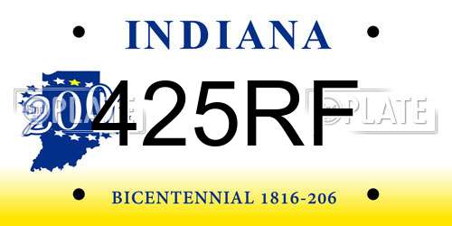 425RF Indiana License Plate