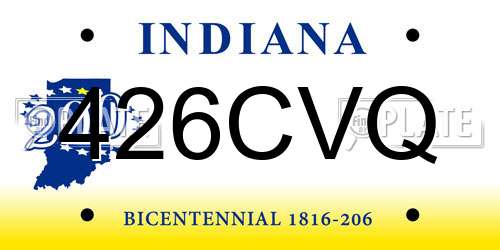 426CVQ Indiana License Plate