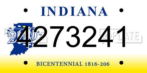 4273241 Indiana License Plate