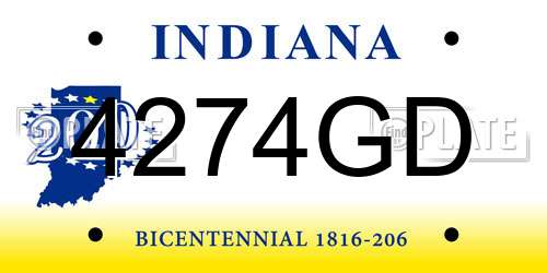 4274GD Indiana License Plate
