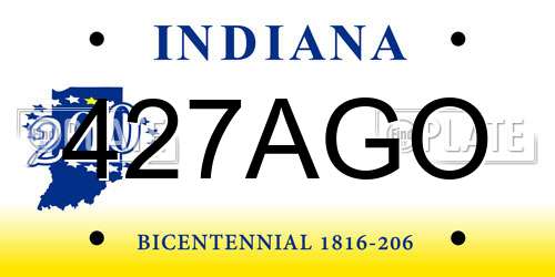 427AGO Indiana License Plate
