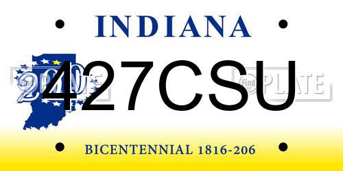 427CSU Indiana License Plate