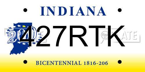 427RTK Indiana License Plate