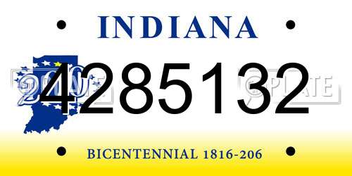 4285132 Indiana License Plate