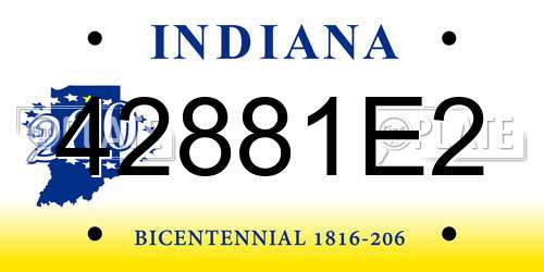 42881E2 Indiana License Plate
