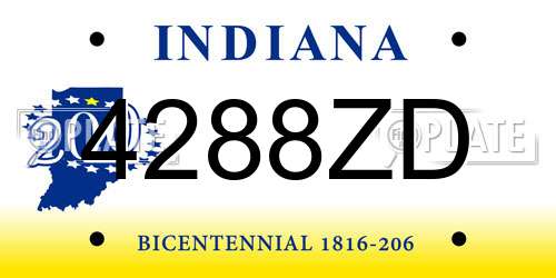 4288ZD Indiana License Plate