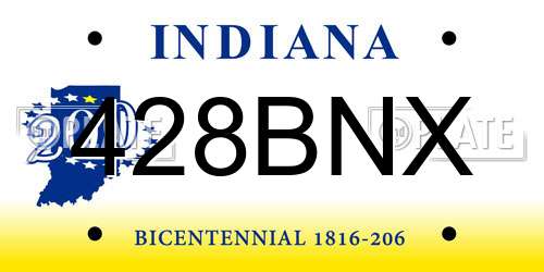 428BNX Indiana License Plate
