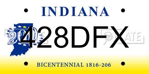 428DFX Indiana License Plate