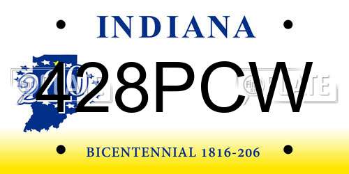 428PCW Indiana License Plate