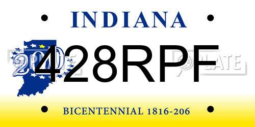 428RPF Indiana License Plate
