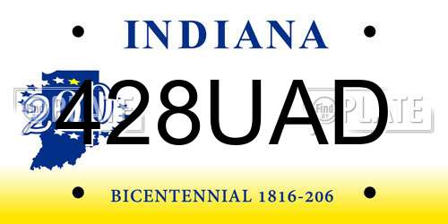 428UAD Indiana License Plate