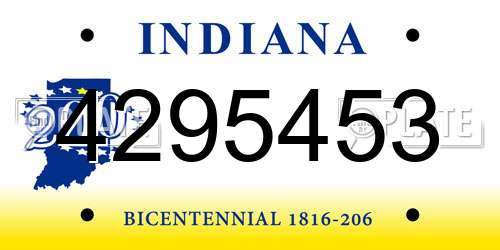 4295453 Indiana License Plate