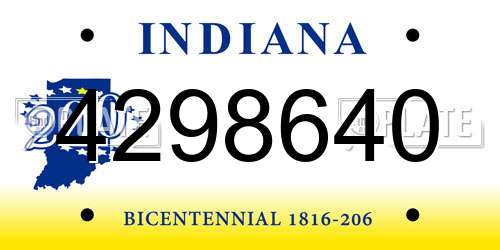 4298640 Indiana License Plate