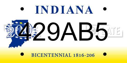429AB5 Indiana License Plate
