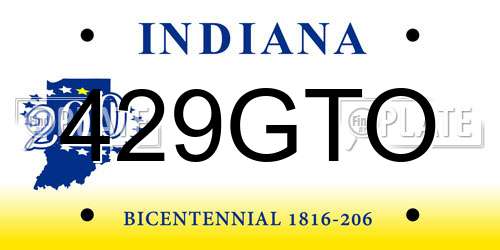 429GTO Indiana License Plate