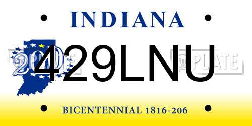 429LNU Indiana License Plate
